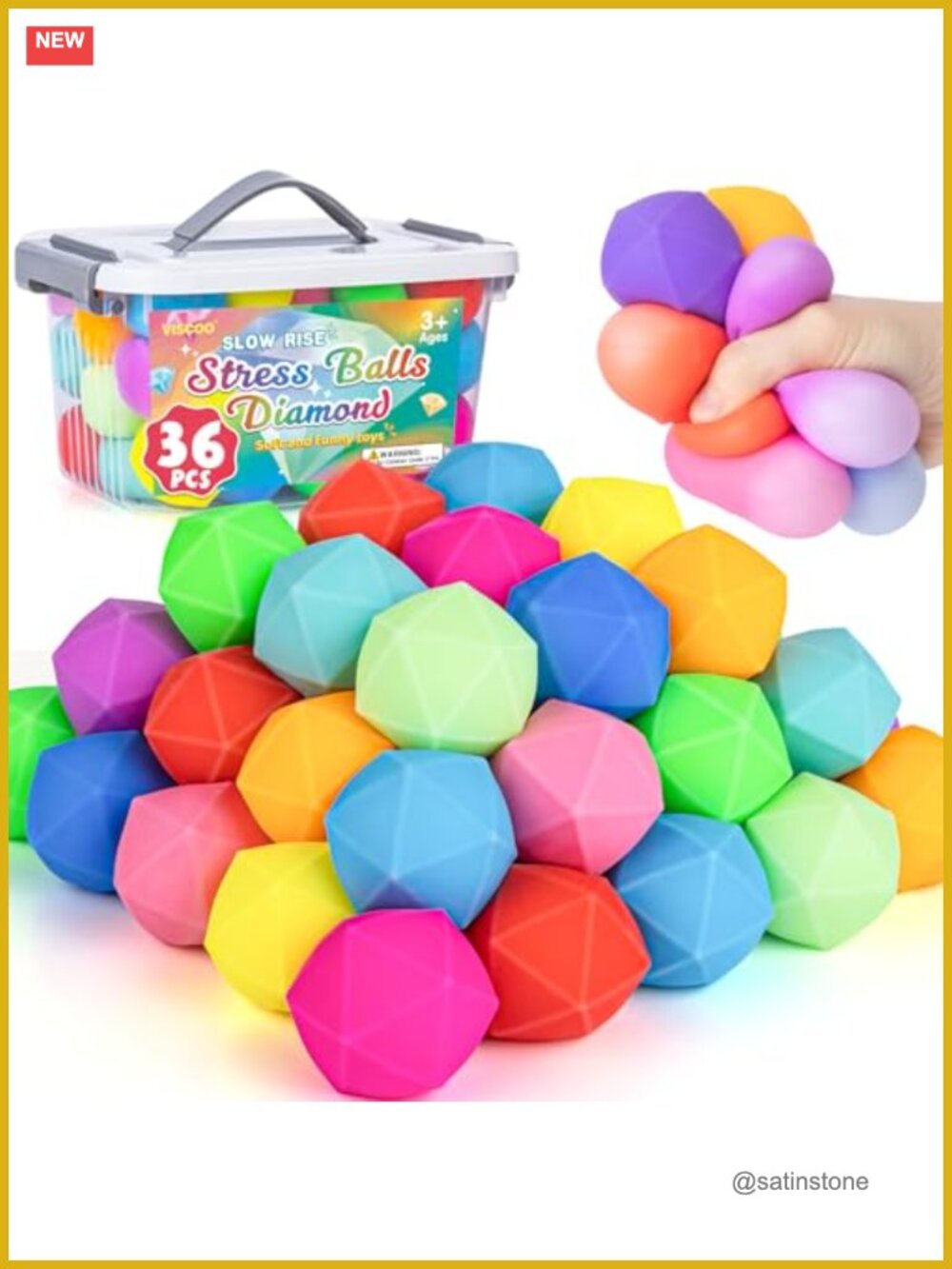 36 Pack Diamond Slow Rising Stress Balls Squishy Fidget Toys TPR Sensory Relief